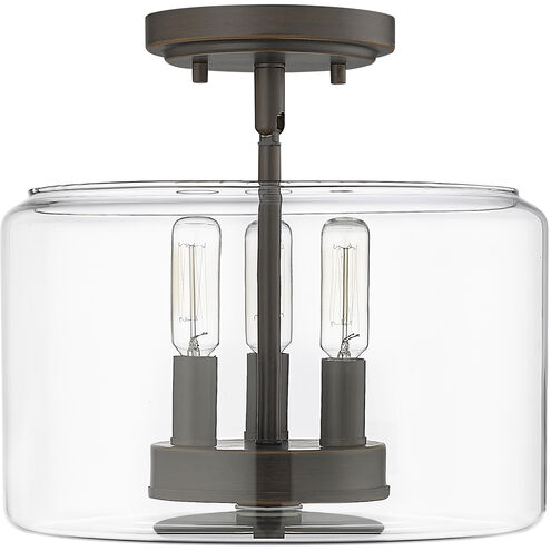 Asheville 3 Light 11 inch Rubbed Bronze Indoor Semi-Flush Ceiling Light